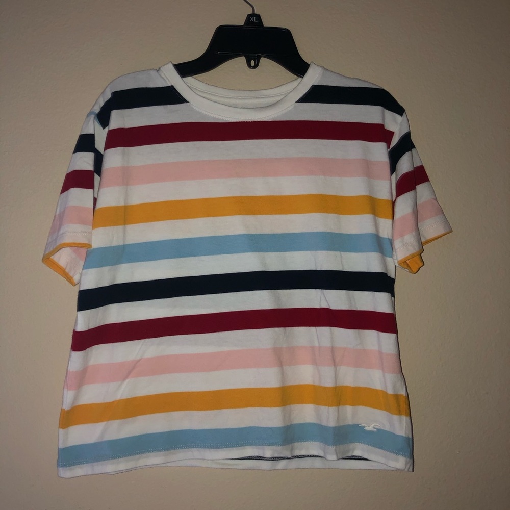 Hollister must have collection striped colored tee